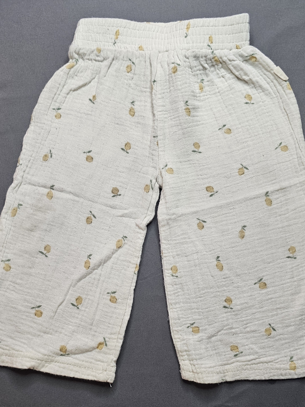 Kids Cream Lemon-Print Pajama Bottoms